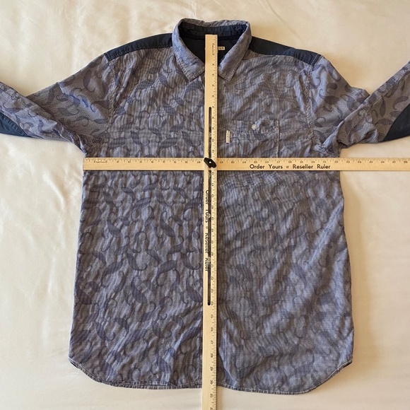 Marc Ecko Cut & Sew Long Sleeve Button Down Blue Gingham Paisley Size XL - Picture 3 of 8